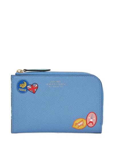 Smythson Panama Stickers Pouch In Blue