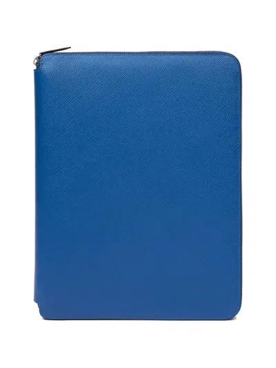 Smythson Panama Writing Folder In Blue