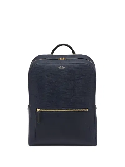 Smythson Panama Zip-around Backpack In Blue