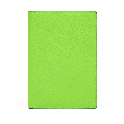 Smythson Passport Cover In Panama In Apple Green