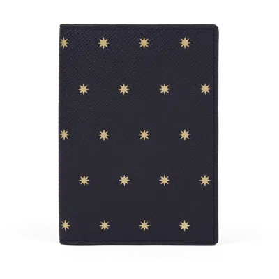 Smythson Passport Cover In Panama In Stars Navy