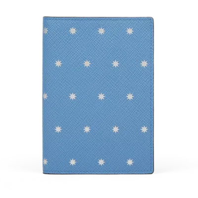Smythson Passport Cover In Panama In Stars Nile Blue