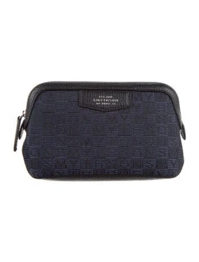 Pre-owned Smythson Patterned Cosmetic Bag In Blue