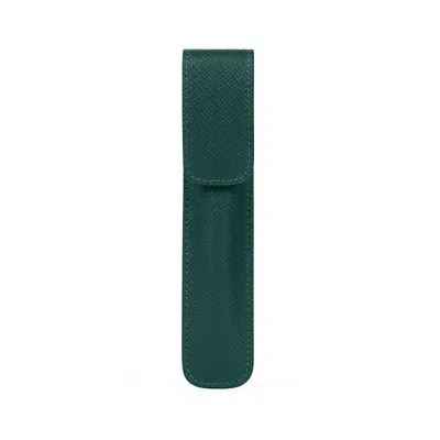 Smythson Pen Sleeve In Panama In Green