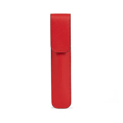 Smythson Pen Sleeve In Panama In Scarlet Red