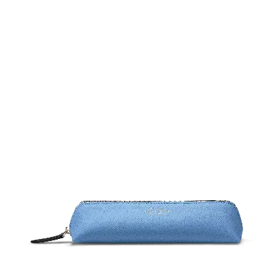 Smythson Pencil Case In Panama In Nile Blue