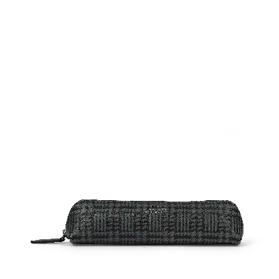 Smythson Pencil Case In Panama Tweed In Tweed Slate Green