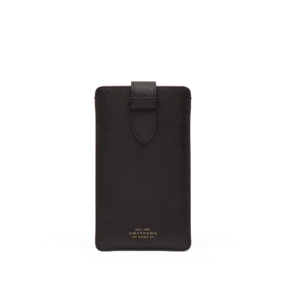 Smythson Phone Sleeve In Panama In Black