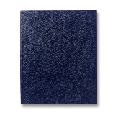 Smythson Plain Paged Portobello Notebook In Panama In Blue