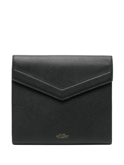 Smythson A5 Envelope Writing Folder In Panama In Black