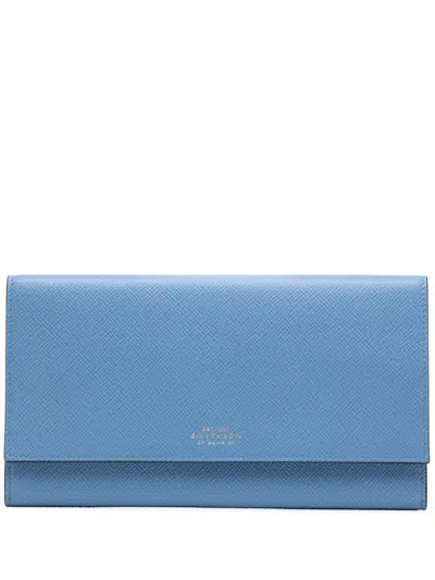 Smythson Marshall Travel Wallet In Panama In Nile Blue