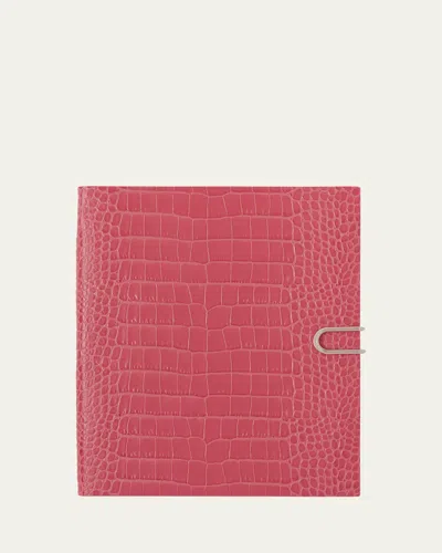 Smythson Portobello 2026 Weekly Vertical Agenda In Mara Croc-embossed Leather In Pink