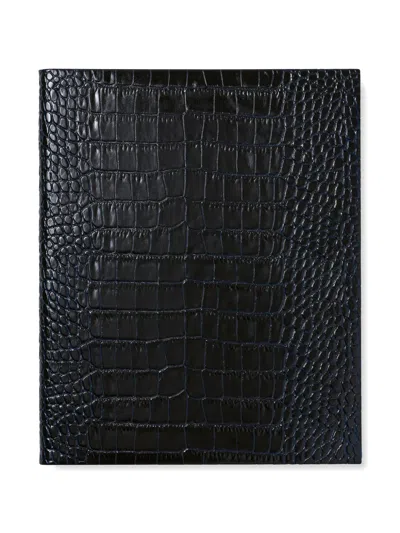 Smythson Portobello Crocodile-embossed Notebook In Black