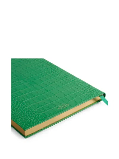 Smythson Portobello Mara Leather Notebook In 그린