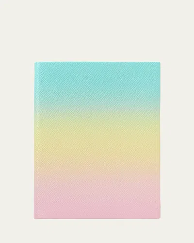 Smythson Rainbow Soho Notebook In Panama Leather In Pearlpink Rainbow