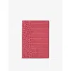 Smythson Raspberry Mara Croc-embossed Leather Passport Cover In Pink
