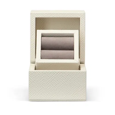 Smythson Ring Box In Panama In Chalk