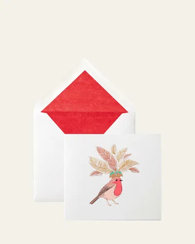 Smythson Robin Folded Cards, Set Of 10 In Pink