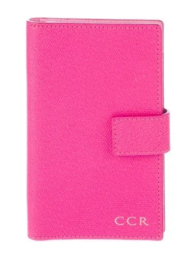 Pre-owned Smythson Saffiano Leather Featherweight Agenda Cover In Pink
