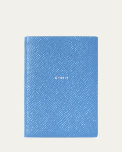 Smythson Shhh Wafer Panama Leather Pocket Notebook, Nile Blue