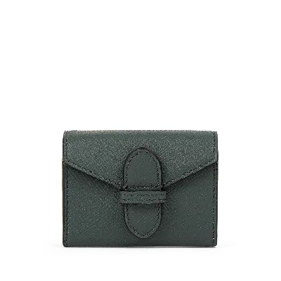 Smythson Single Playing Cards Case In Panama In Slate Green