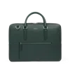 Smythson Slim Briefcase With Zip Front In Ludlow In Bottle Green