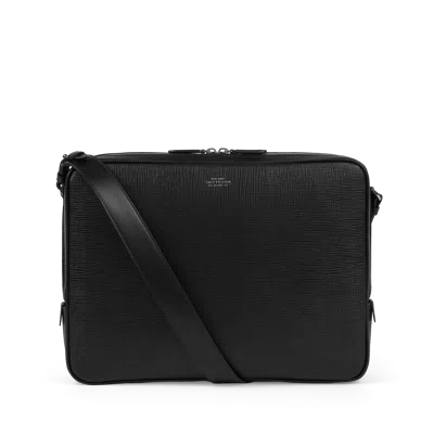 Smythson Slim Messenger Bag In Panama In Black