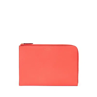 Smythson Slim Pouch In Panama In Red