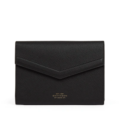 Smythson Slim Stationery Holder In Panama In Black