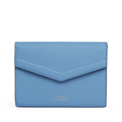 Smythson Slim Stationery Holder In Panama In Nile Blue