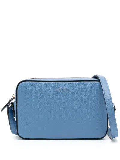 Smythson Small Camera Bag In Panama In Nile Blue
