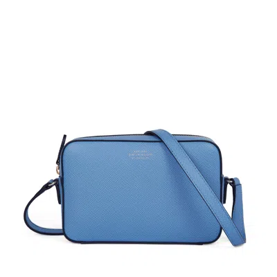 Smythson Small Camera Bag In Panama In Nile Blue