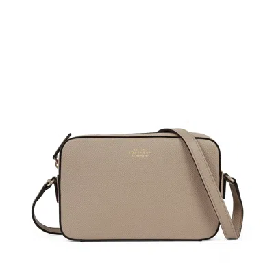 Smythson Small Camera Bag In Panama In Sandstone