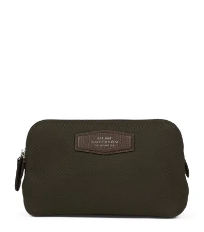 Smythson Small Canvas Wash Bag In Green