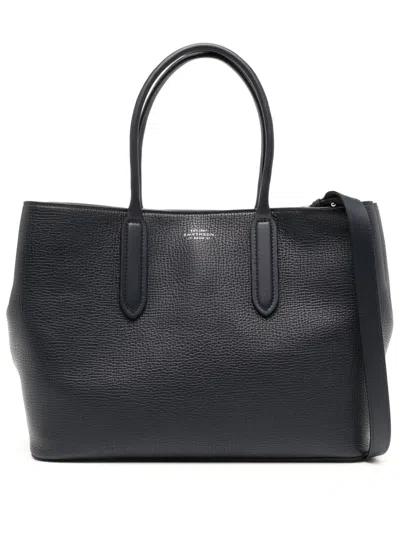 Smythson Small Day Tote Bag In Black