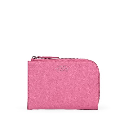 Smythson Small Flat Pouch In Panama In Flamingo