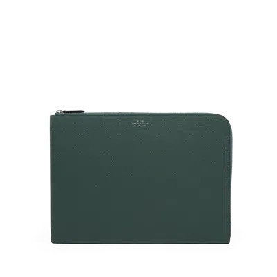 Smythson Small Laptop Case In Panama In Forest