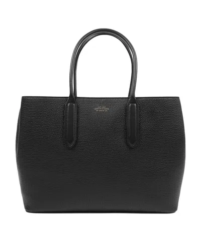Smythson Womens Black Ludlow Small Day Leather Tote Bag