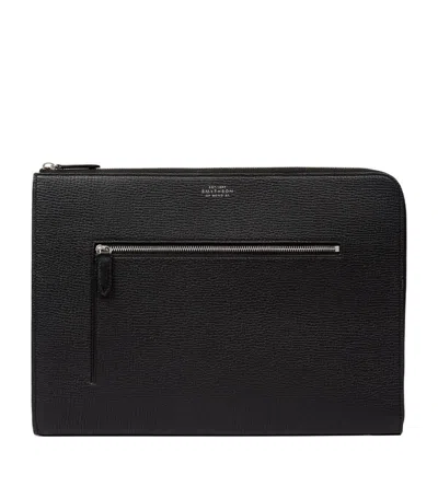 Smythson Small Leather Laptop Case In Black