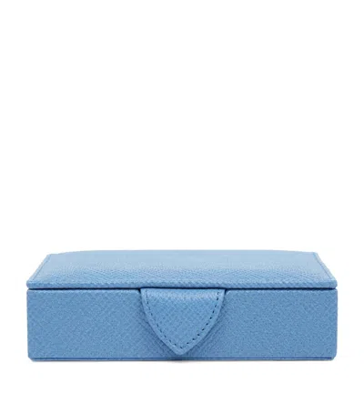 Smythson Small Panama Leather Jewellery Box In Blue
