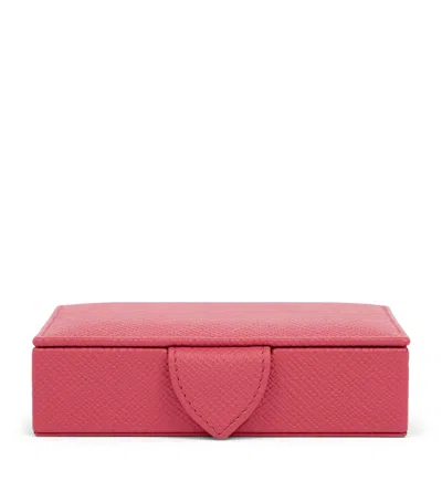 Smythson Small Panama Leather Jewellery Box In Red