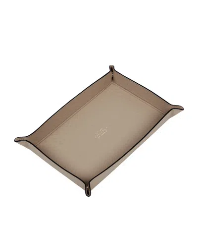 Smythson Small Panama Leather Rectangular Trinket Tray In Brown