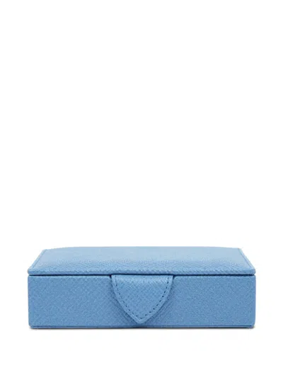 Smythson Small Panama Square Trinket Box In Blue