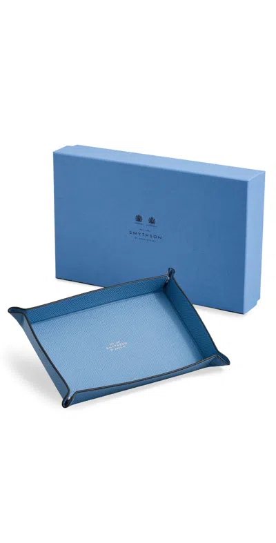 Smythson Small Rectangle Trinket Tray Nile Blue