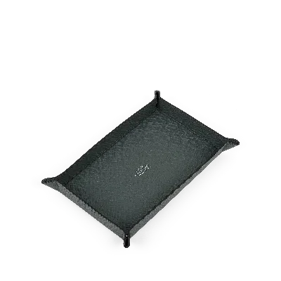 Smythson Small Rectangular Trinket Tray In Panama In Slate Green