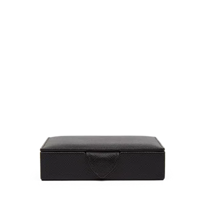 Smythson Small Square Trinket Box In Panama In Black