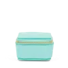 Smythson Medium Square Trinket Case In Panama In Bright Aqua
