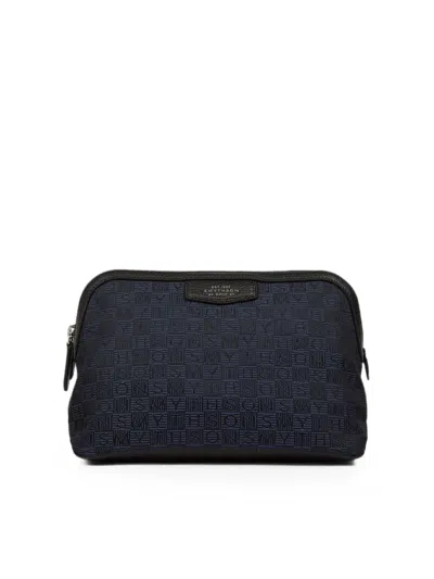 Smythson 스탬프 캔버스 스몰 트래블 파우치 In Yellow