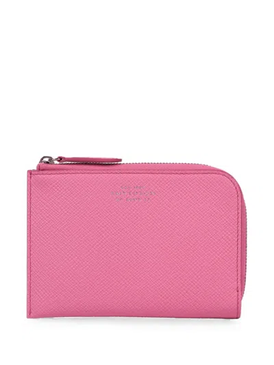 Smythson 스몰 집업 지갑 In Pink