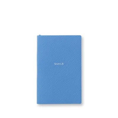 Smythson Smile Wafer Notebook In Panama In Nile Blue